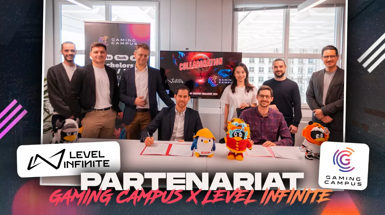 Les membres du Gaming Campus avec la direction de Level Infinite (Tencent)